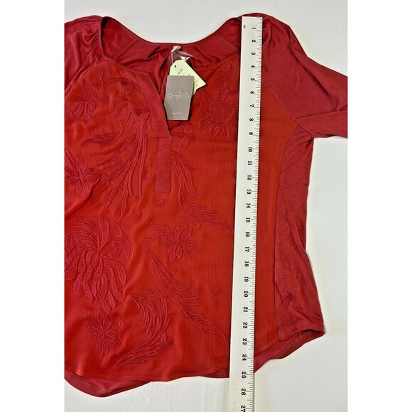 Anthropologie Apparel Tiny Embroidered Floral Tunic Rust Orange Size Medium NWT - Picture 10 of 16
